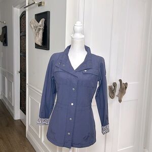 Columbia Womens Navy Blue Lightweight Jacket XS Cinch Waist Logo Travel Spring